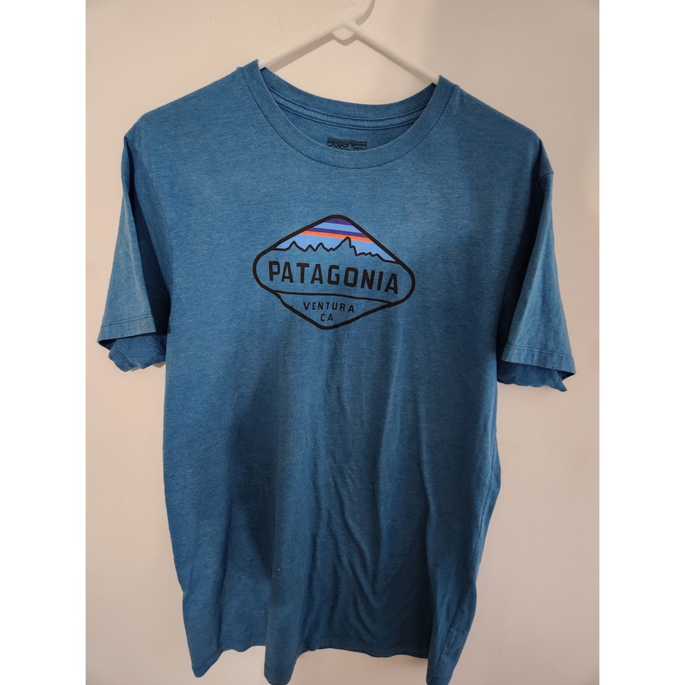 Patagonia Ventura CA  Aqua Blue Slim Fit Shirt Men's Size L T-shirt